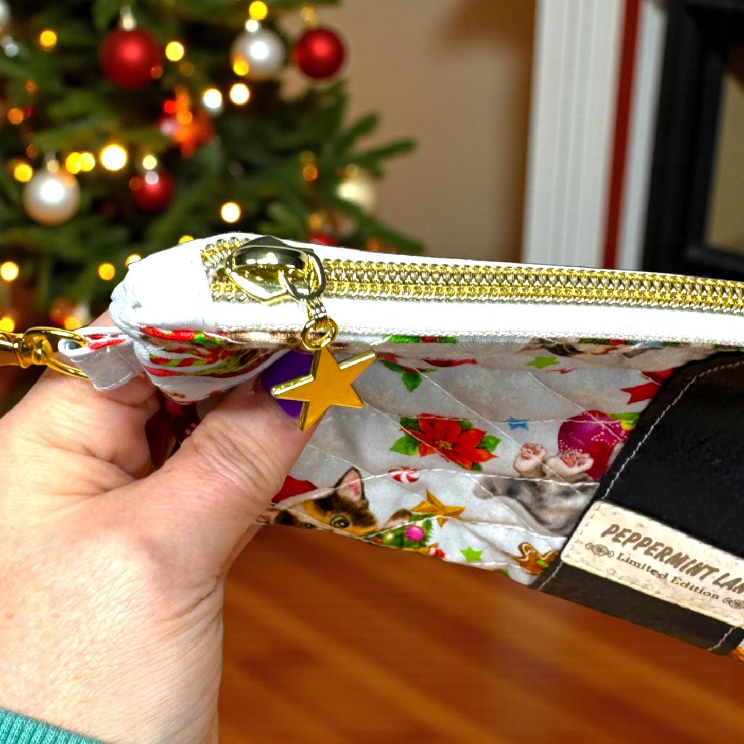 Quilted Pouch Peppermint Lane Limited Edition 2025 – Whimsy’s Collector Set | Cat Cosmetic Bag + Story Zine | Choose Your Size