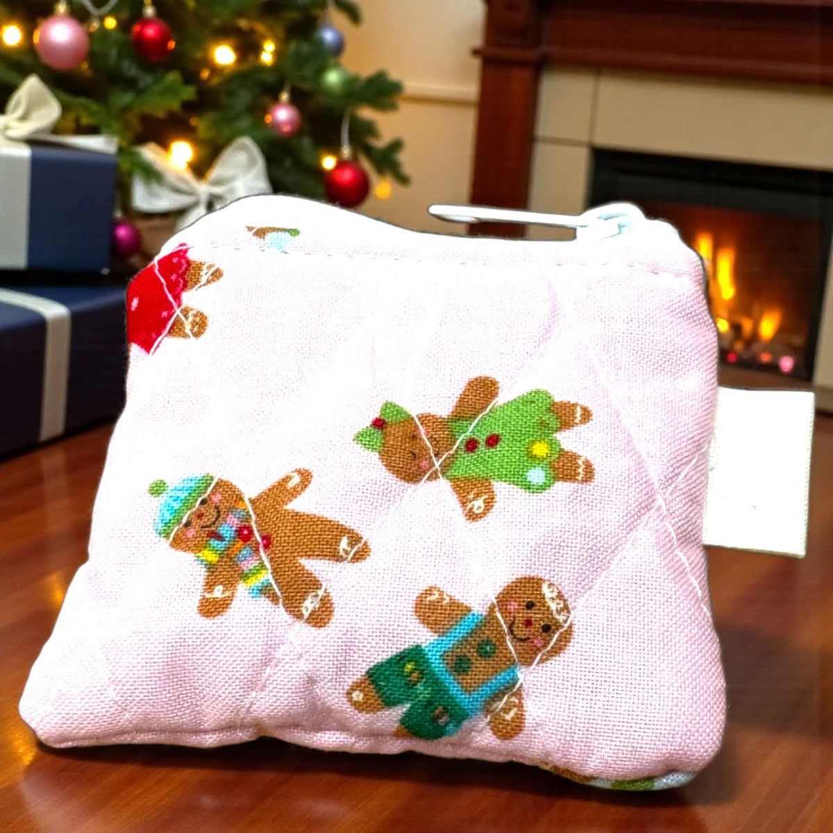 Peppermint Lane Mini Christmas Zipper Pouch, Quilted Coin Purse, Stocking Stuffer, Gift Card Holder, Choose Your Design