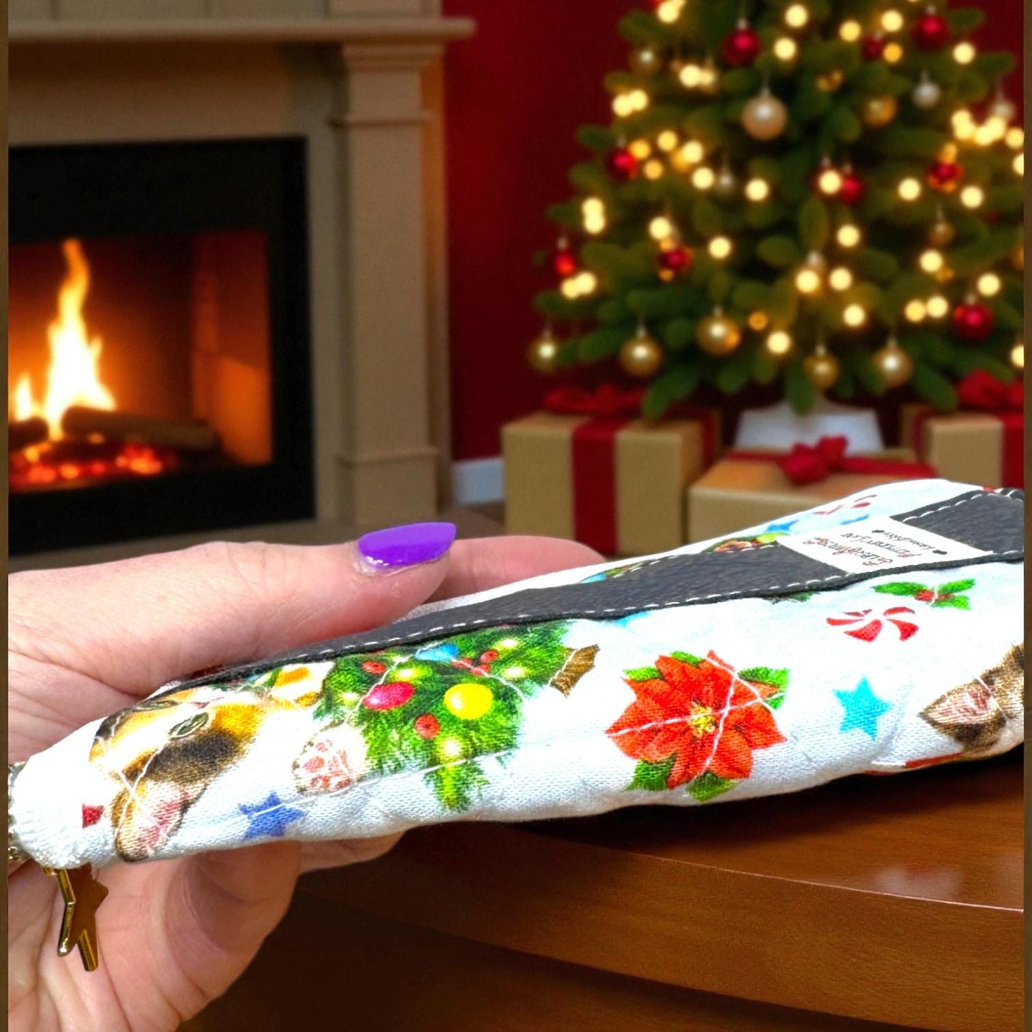 Peppermint Lane Tea Wallet – Maker’s Seconds | Cargo Stitch Co. | Holiday Cat Print | Handmade “Perfectly Imperfect” Sale