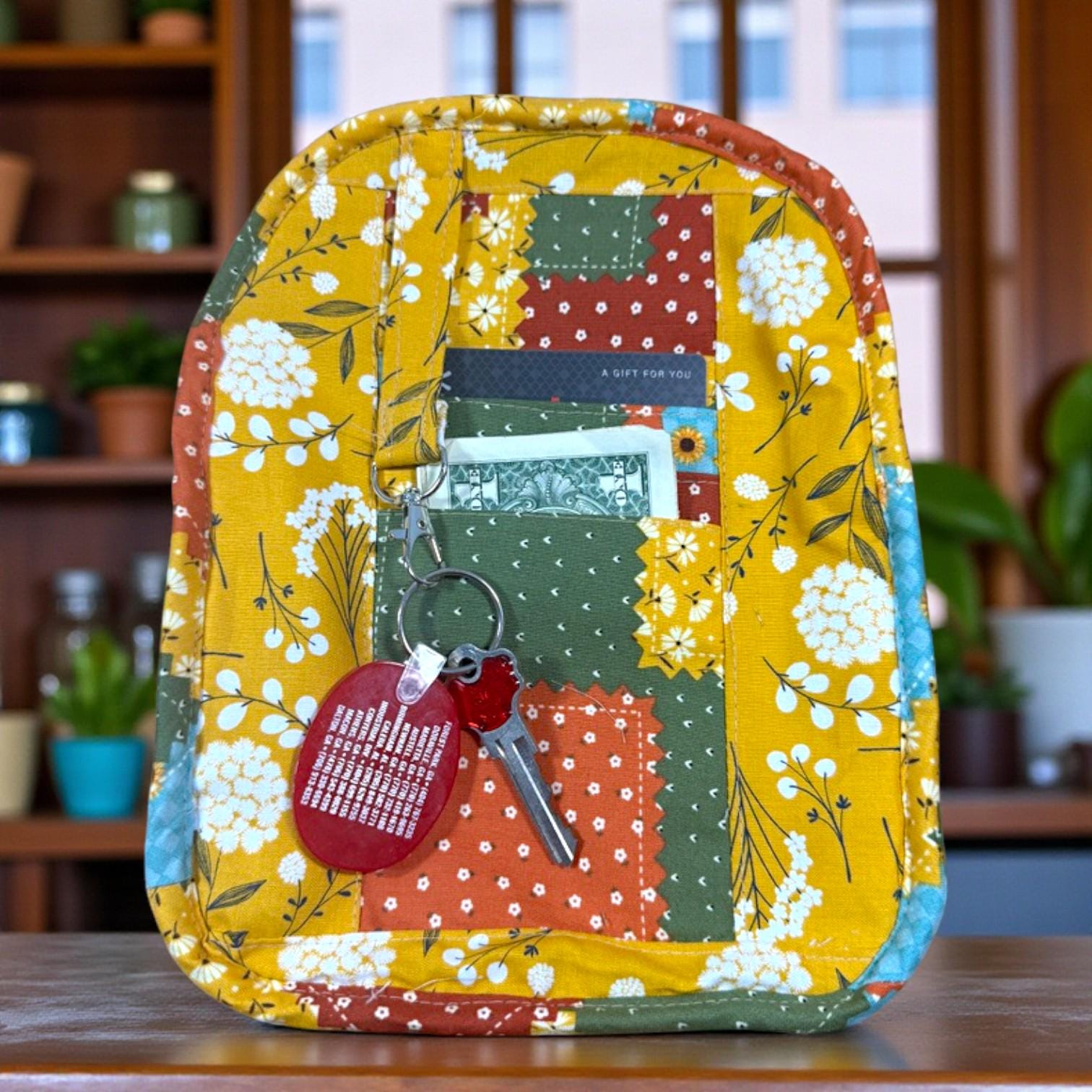 Quilted Patchwork Crossbody Bag – Evergreen Sunflower – Cottagecore Purse – Small Sling Bag – Handmade Gift for Her