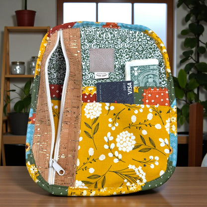 Evergreen Sunflower Patchwork Crossbody Bag | Quilted Everyday Purse | Handmade by Cargo Stitch Co.