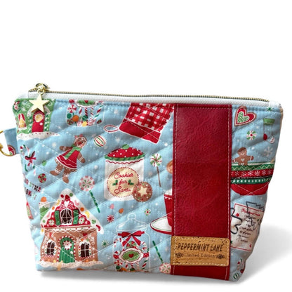 Gingersnap’s Christmas Zipper Pouch & Gift Set | Quilted Gingerbread Project Bag | Peppermint Lane Limited Edition