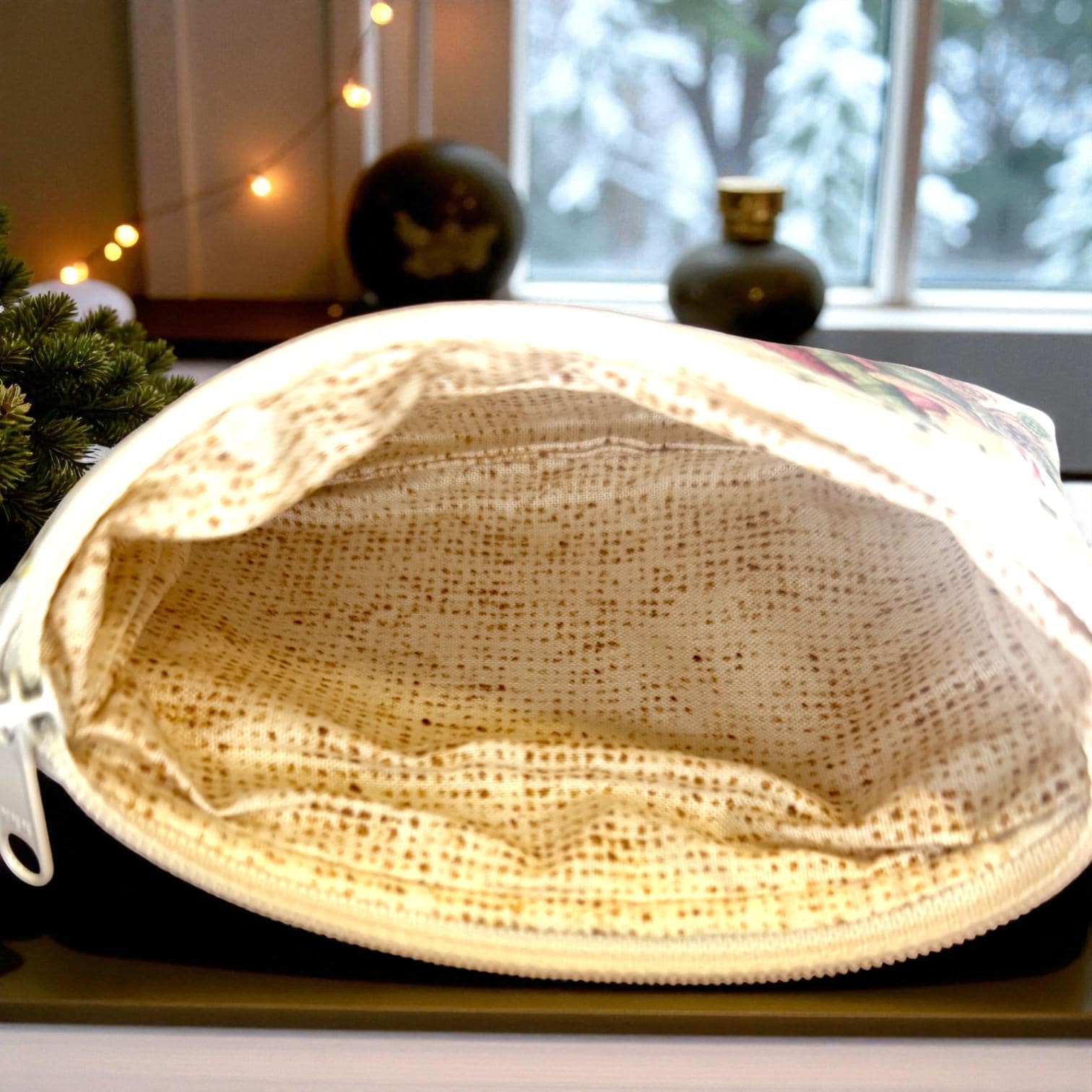 Christmas Bee Mini Quilted Wallet - Holiday Zipper Coin Purse, Festive Stocking Stuffer Gift