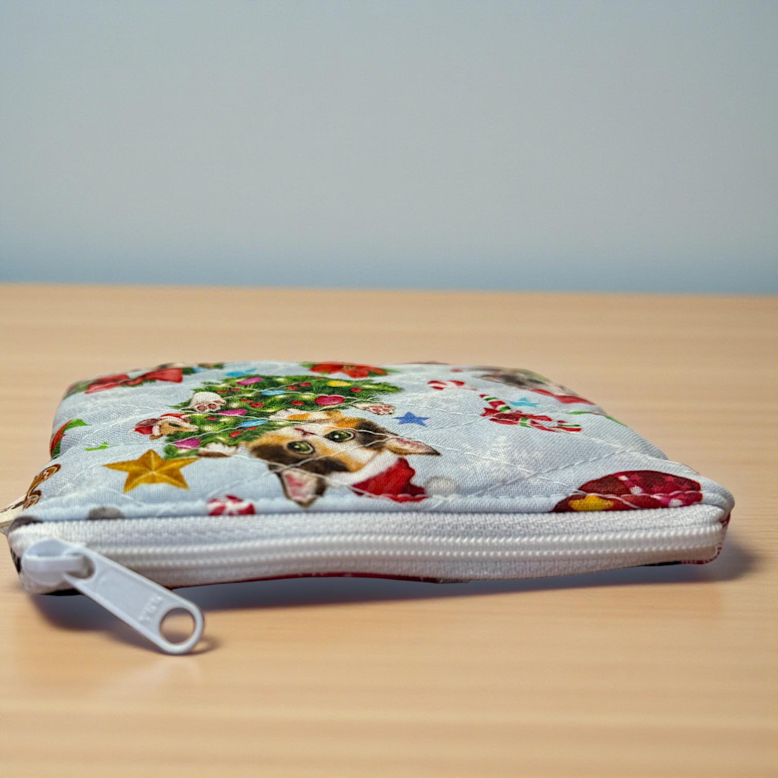 Peppermint Lane Christmas Patchwork Pouch – 5.5 x 5 Quilted Zipper Bag, Gingerbread Mini Wallet, Scrappy Limited Edition Stocking Stuffer