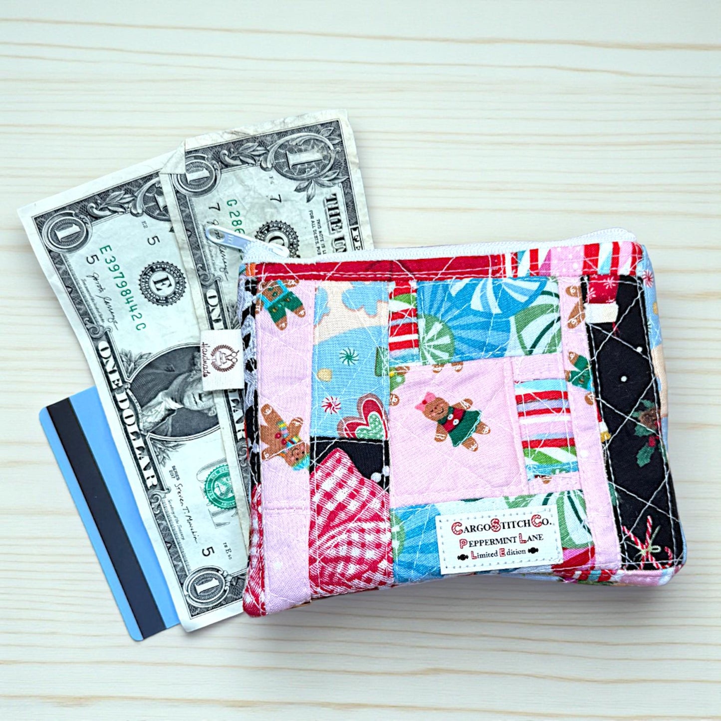 Scrap Series Mini Pouch • 5.5x5 Quilted Patchwork Christmas Zipper Bag • Limited Edition