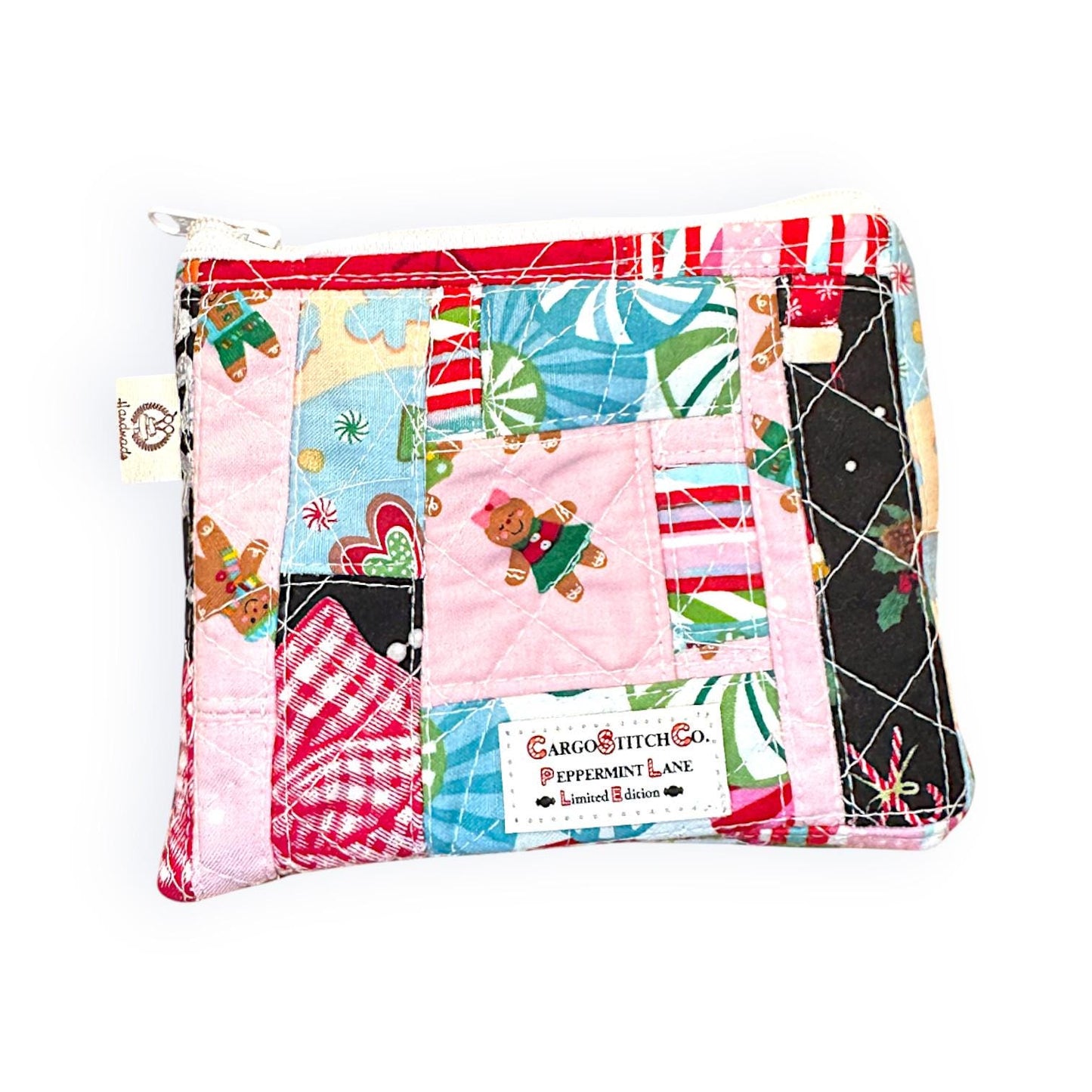 Scrap Series Mini Pouch • 5.5x5 Quilted Patchwork Christmas Zipper Bag • Limited Edition