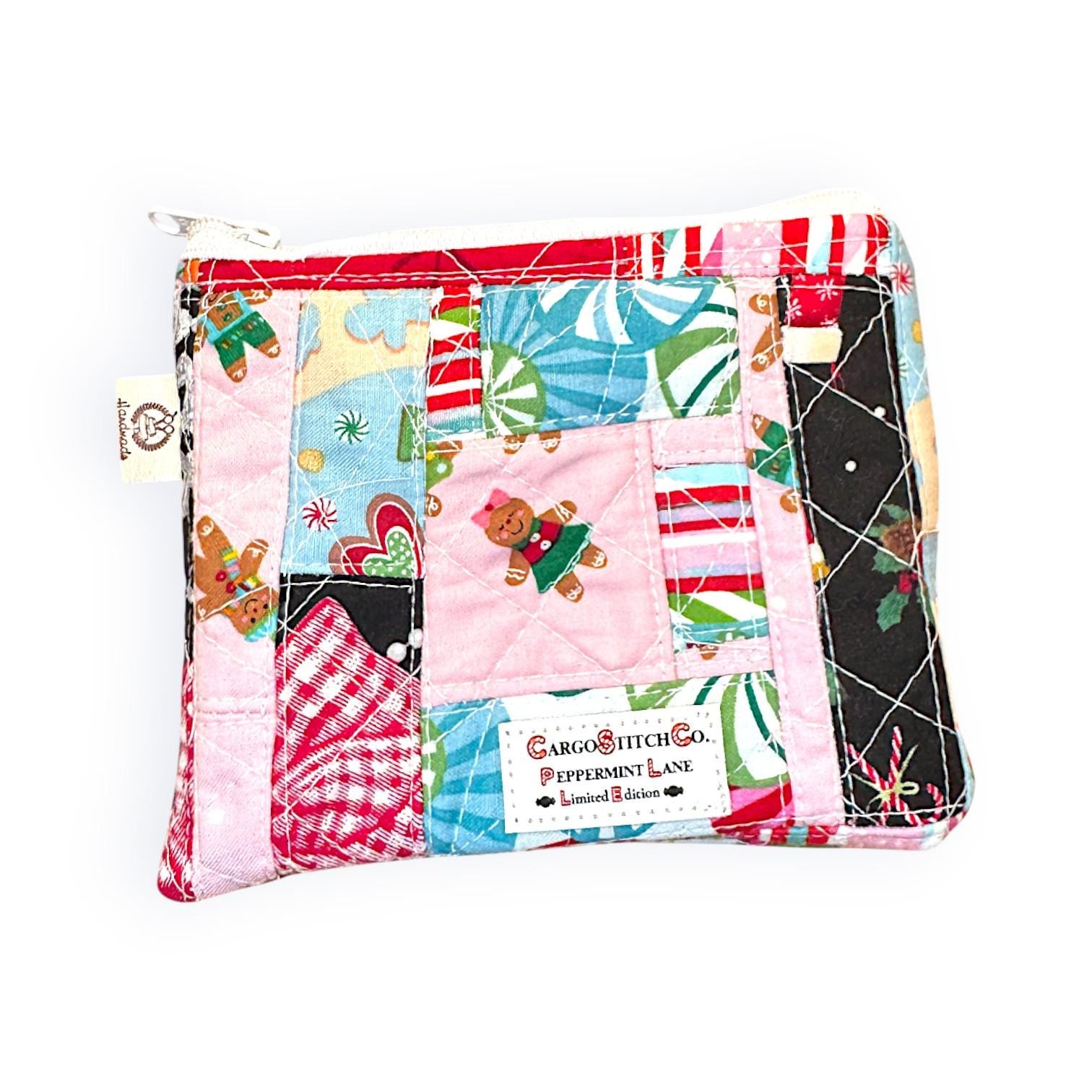 Scrap Series Mini Pouch • 5.5x5 Quilted Patchwork Christmas Zipper Bag • Limited Edition