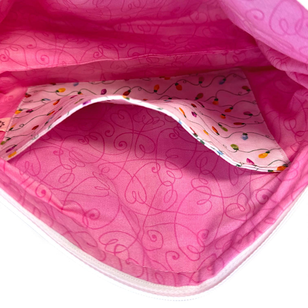Peppermint Lane Quilted Zipper Pouch | Large Christmas Patchwork Bag | Handmade Scrap Series | Makeup Craft Travel Bag