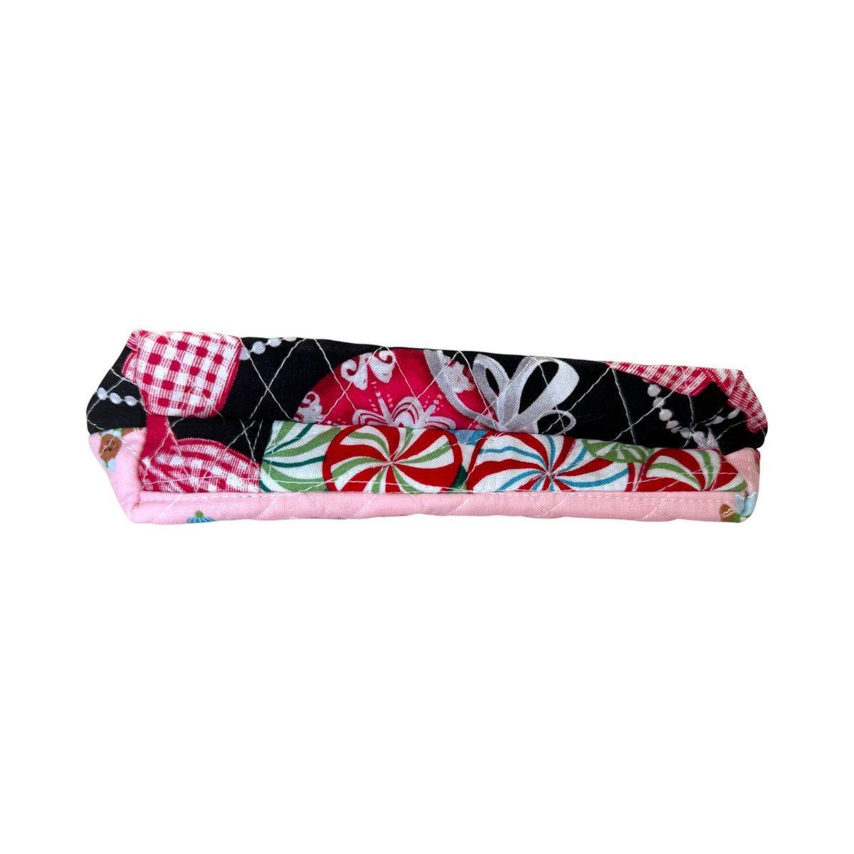 Peppermint Lane Quilted Christmas Pouch, Holiday Cat Zipper Bag, Handmade Makeup & Project Bag, Limited Edition