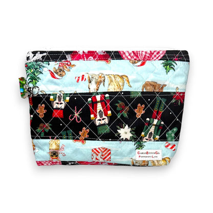 Peppermint Lane Quilted Christmas Pouch, Handmade Zipper Bag, Makeup Bag, Journal Supply Pouch, Limited Edition Holiday Gift