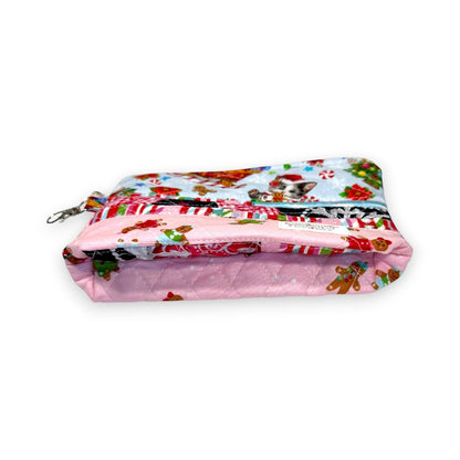 Patchwork Christmas Zipper Pouch | Peppermint Lane Limited Edition | Quilted Holiday Project Bag | Handmade Christmas Gift