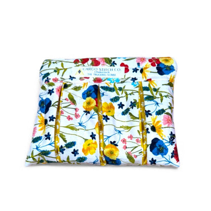 Wildflower Quilted Zipper Pouch, Floral Pleated Makeup Bag, Garden Cosmetic Pouch, Handmade Project Bag, Floral Gift