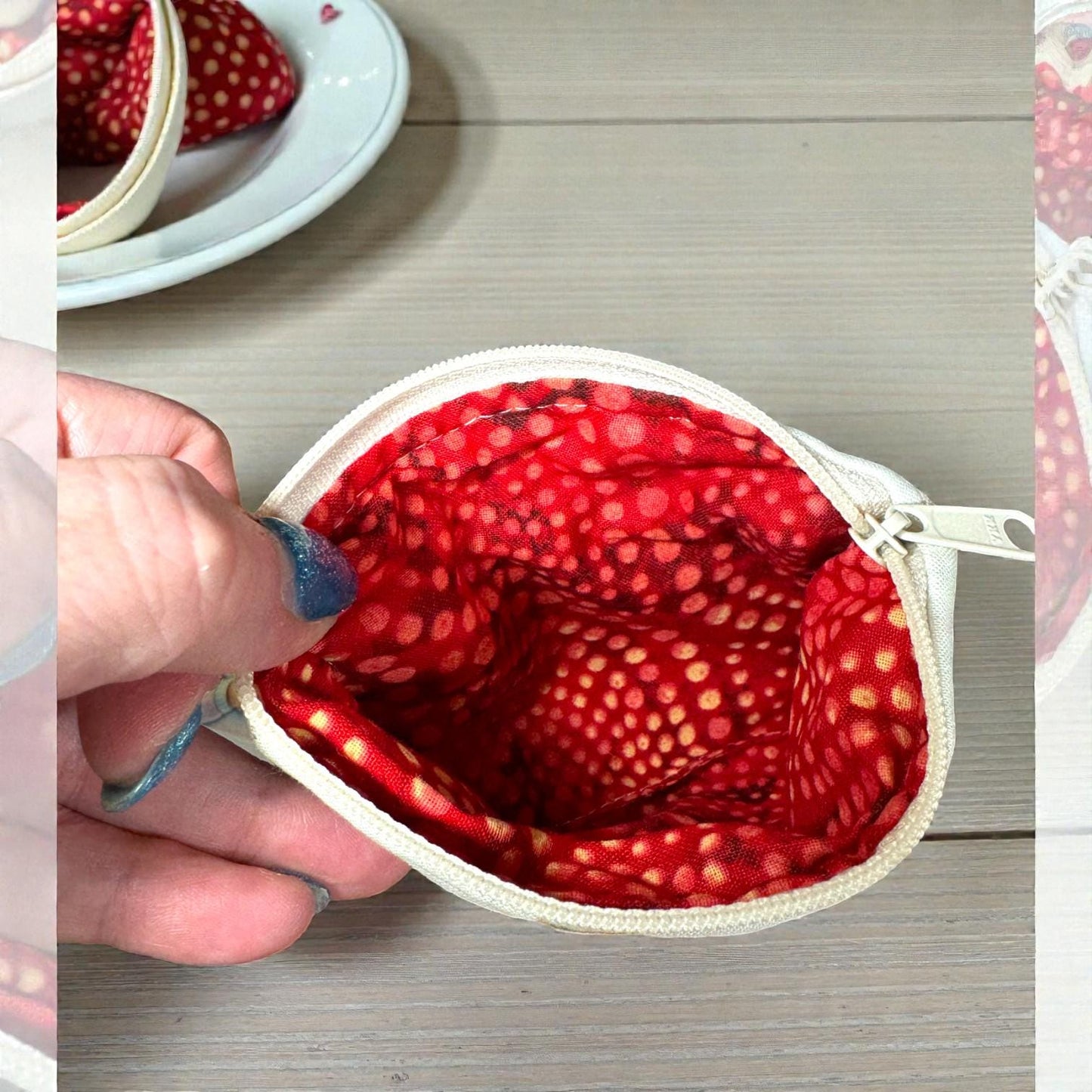 Stitch Quilted Zipper Bag • Peppermint Lane Cozy Bee Christmas Pouch • Handmade Gift • Small Holiday Bag • Stocking Stuffer