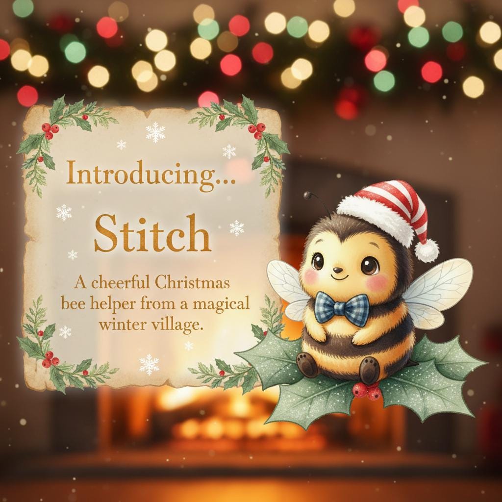 Christmas Bee Mini Quilted Wallet - Holiday Zipper Coin Purse, Festive Stocking Stuffer Gift