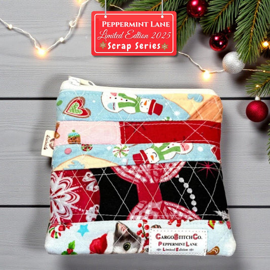 Mini Quilted Pouch Peppermint Lane Limited Edition Scrap Series 5x4 Small Coin Purse Handmade Gift
