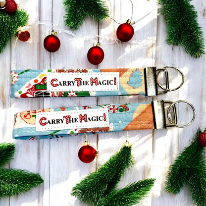 Christmas Key Fob Wristlet 6″ | Peppermint Lane Limited Edition | Handmade Holiday Keychain | Stocking Stuffer Gift