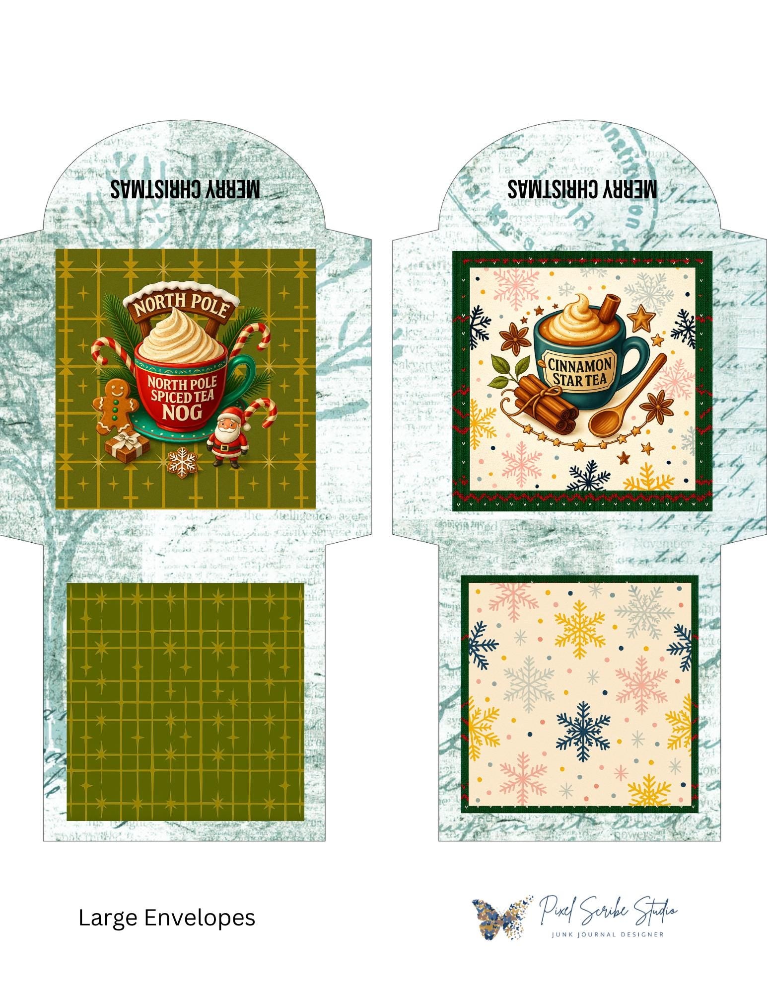 Vintage Christmas Tea Bag Envelopes – 15 Printable Tea Wraps + Gift Box | Holiday Ephemera for Journals & Happy Mail