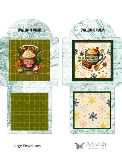 Vintage Christmas Tea Bag Envelopes – 15 Printable Tea Wraps + Gift Box | Holiday Ephemera for Journals & Happy Mail