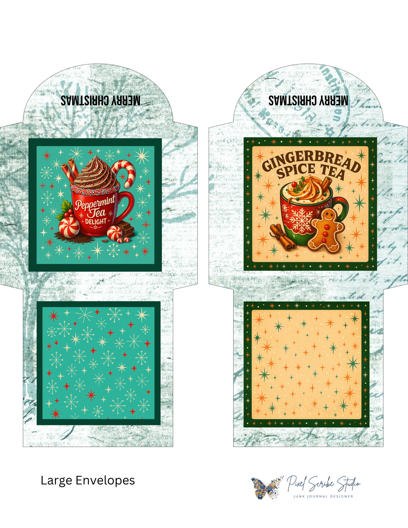 Vintage Christmas Tea Bag Envelopes – 15 Printable Tea Wraps + Gift Box | Holiday Ephemera for Journals & Happy Mail