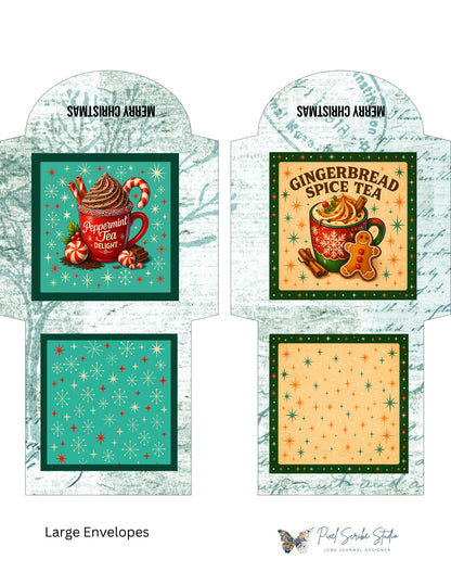Vintage Christmas Tea Bag Envelopes – 15 Printable Tea Wraps + Gift Box | Holiday Ephemera for Journals & Happy Mail