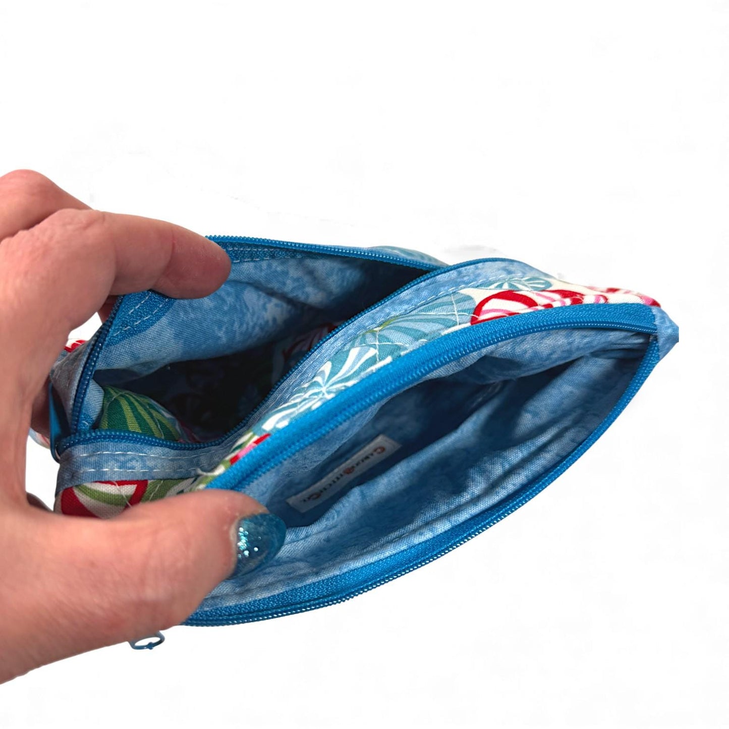 Quilted Kindle Sleeve 7×9.5 – Peppermint Lane Holiday E-Reader Cover – Padded Tablet Case with Zipper Pocket