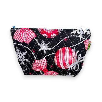 Peppermint Lane Quilted Christmas Pouch, Handmade Zipper Bag, Makeup Bag, Journal Supply Pouch, Limited Edition Holiday Gift