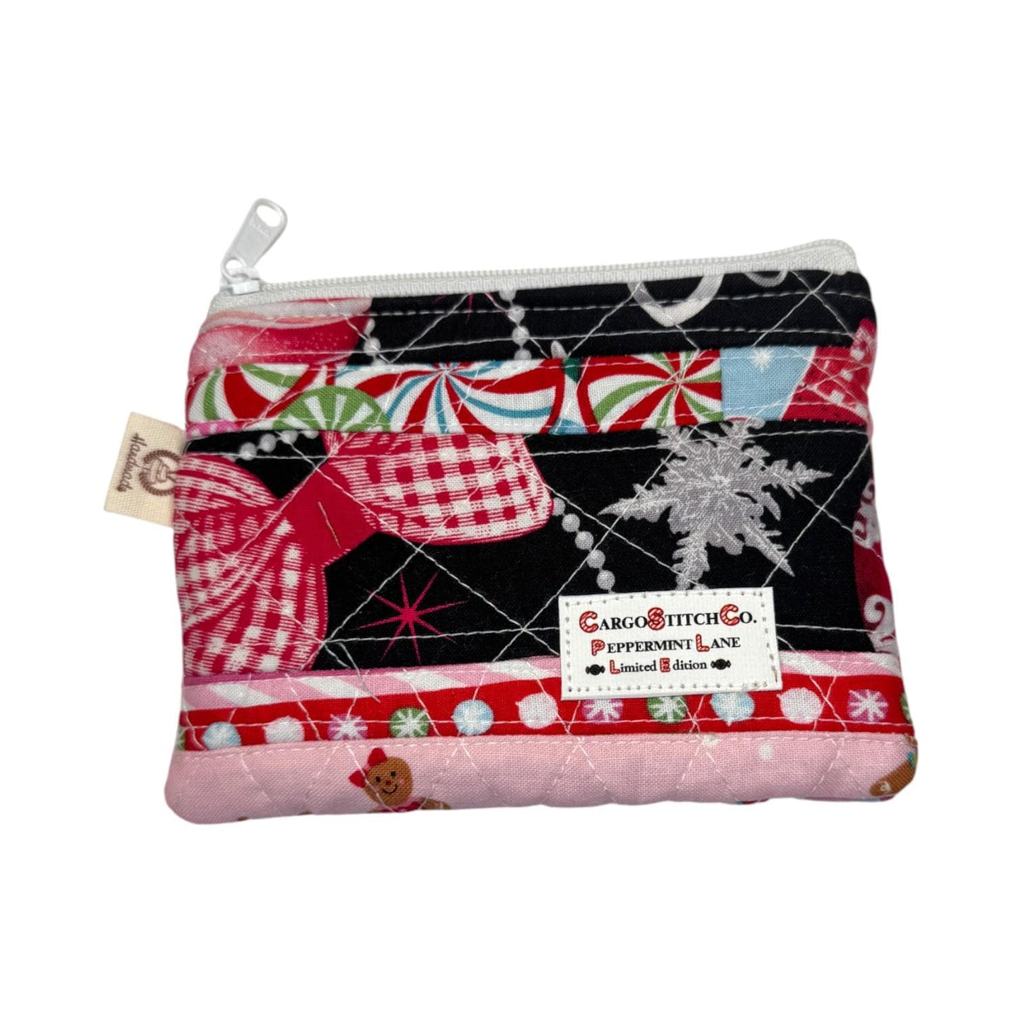 Mini Quilted Coin Pouch – 5x4 Patchwork Holiday Coin Purse, Card Holder & Cash Wallet – Peppermint Lane Limited Edition
