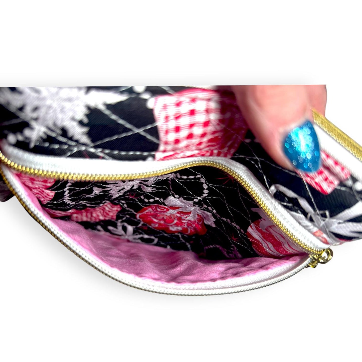 Quilted Kindle Sleeve 9.5×7 – Ornament Print – Peppermint Lane Limited Edition E-Reader Case – Zipper Pocket + Gold Hardware