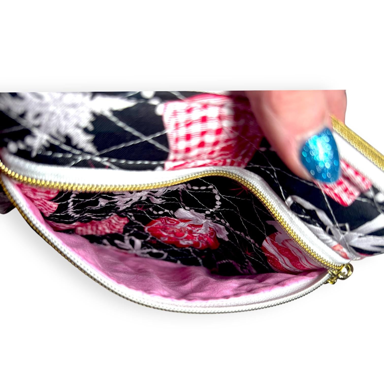 Quilted Kindle Sleeve 9.5×7 – Ornament Print – Peppermint Lane Limited Edition E-Reader Case – Zipper Pocket + Gold Hardware