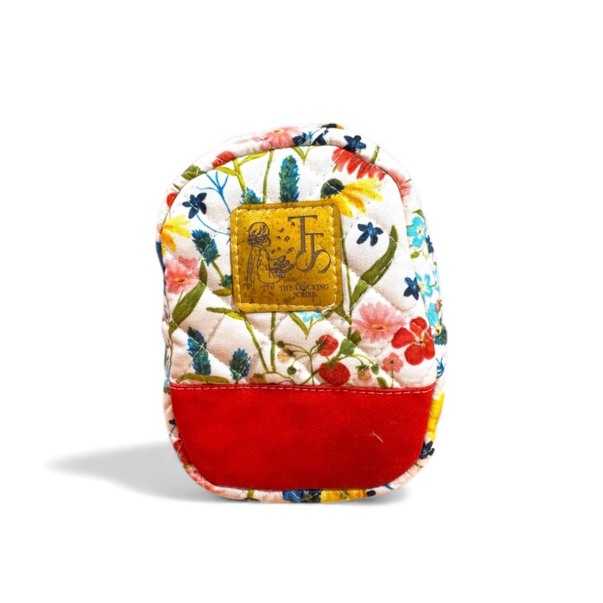 Wildflower Mini Backpack Keychain | Quilted Floral Coin Pouch | Clip-On Bag Charm | Handmade Zipper Pouch