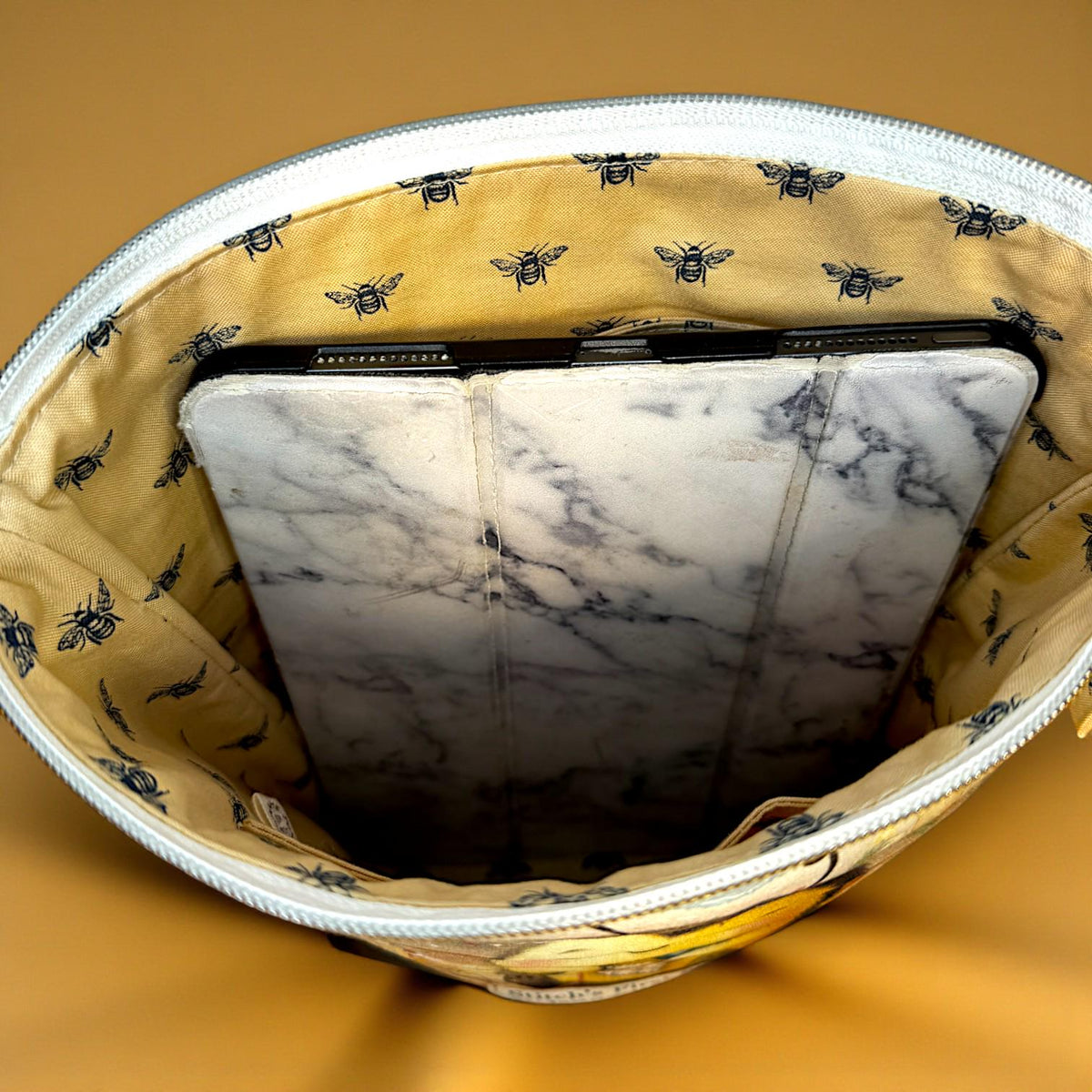Honeycomb Hollow Quilted Project Bag | XL Bee Zipper Pouch | Journal Craft Bag | Story Zine Included