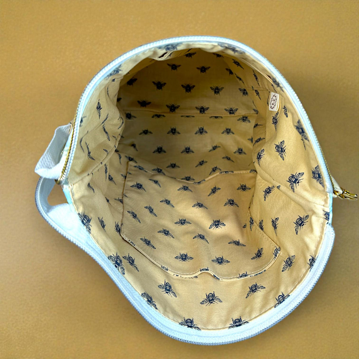 Honeycomb Hollow Quilted Project Bag | XL Bee Zipper Pouch | Journal Craft Bag | Story Zine Included