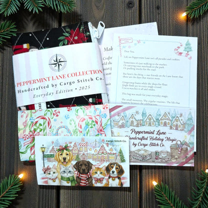 Gingerbread Christmas Quilted Pouch | Peppermint Lane Zipper Bag | Handmade Holiday Makeup Bag | Small Medium Large