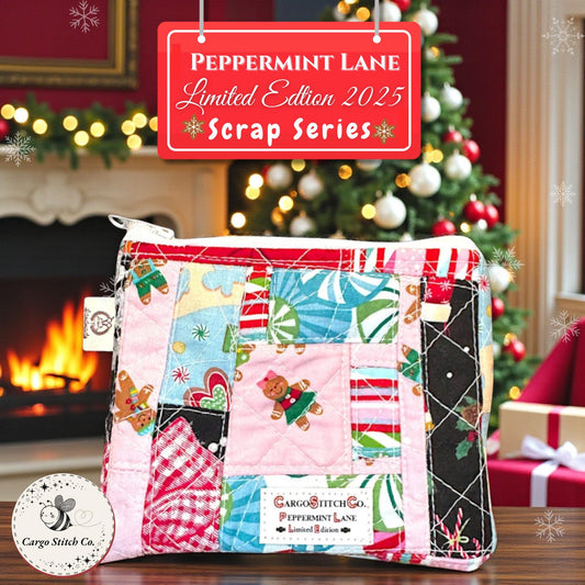 Scrap Series Mini Pouch • 5.5x5 Quilted Patchwork Christmas Zipper Bag • Limited Edition