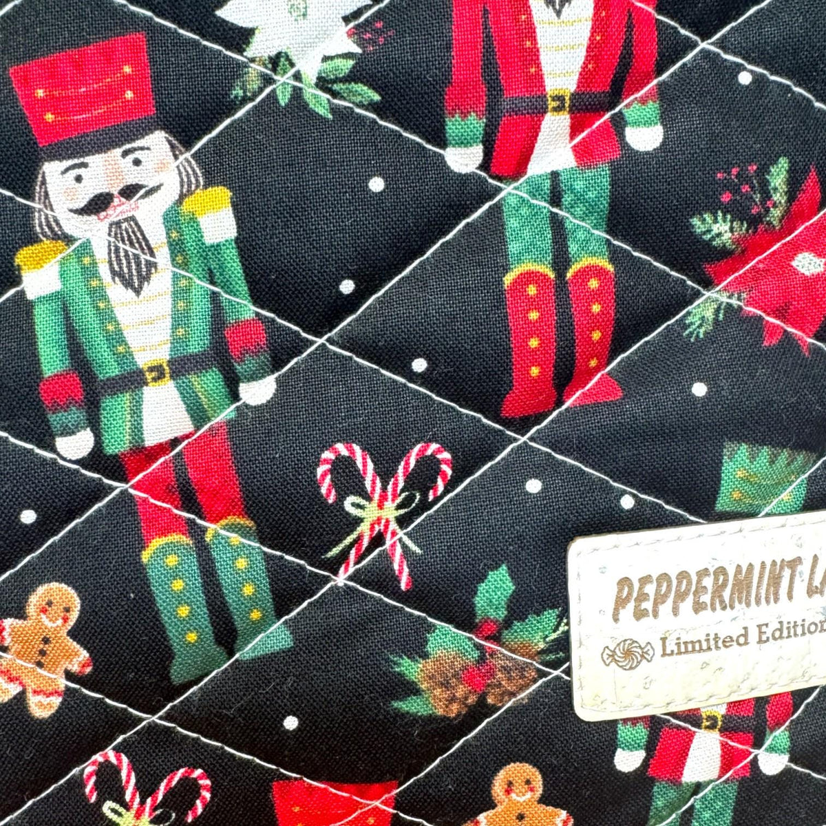 XL Nutcracker Christmas Project Bag, Quilted Zipper Pouch, Holiday Craft Organizer, Peppermint Lane Limited Edition