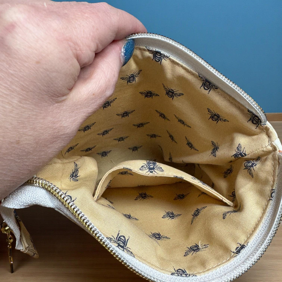 Honeycomb Hollow January Magic Quilted Zipper Pouch, Bee Project Bag, Sewing & Craft Organizer, Handmade Limited Edition