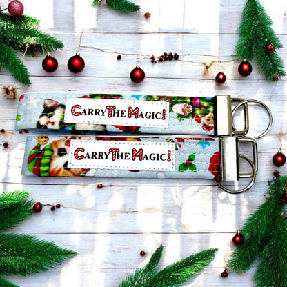 Christmas Key Fob Wristlet 6″ | Peppermint Lane Limited Edition | Handmade Holiday Keychain | Stocking Stuffer Gift
