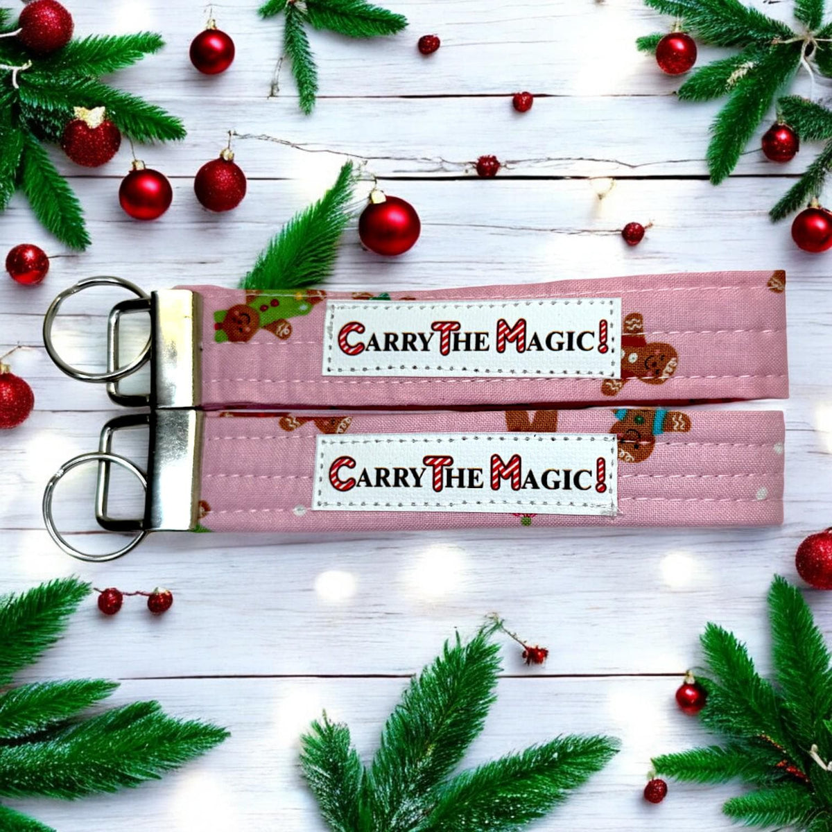 Christmas Key Fob Wristlet 6″ | Peppermint Lane Limited Edition | Handmade Holiday Keychain | Stocking Stuffer Gift