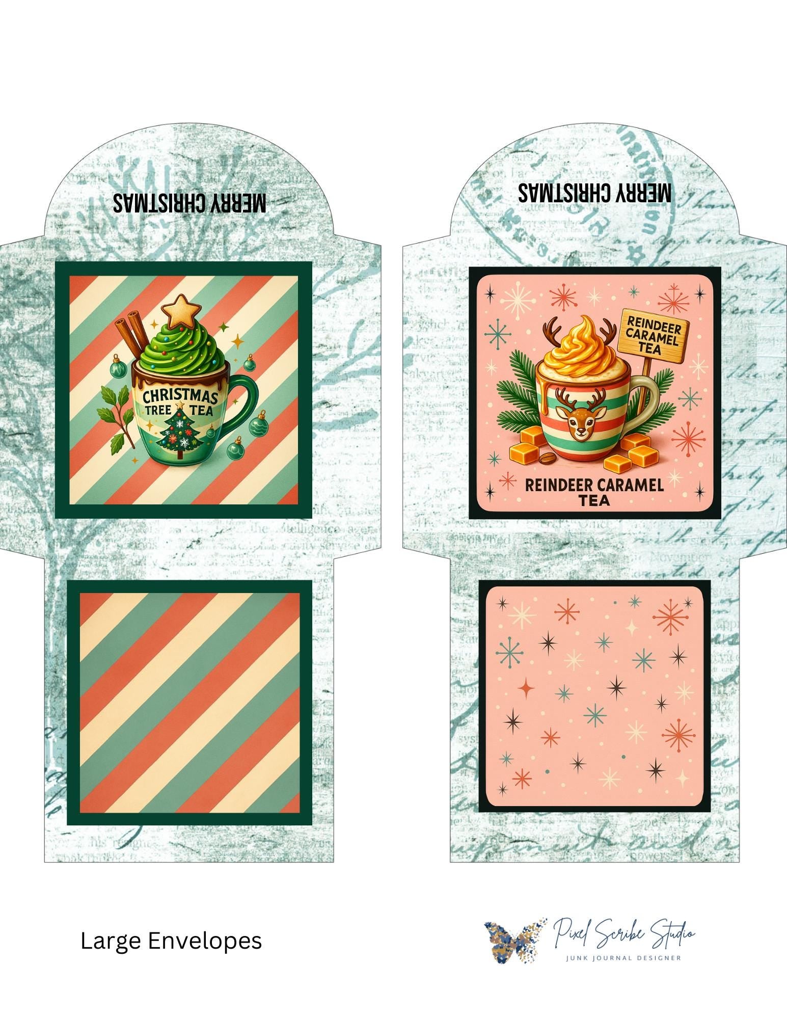 Vintage Christmas Tea Bag Envelopes – 15 Printable Tea Wraps + Gift Box | Holiday Ephemera for Journals & Happy Mail