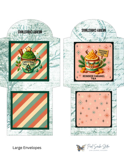 Vintage Christmas Tea Bag Envelopes – 15 Printable Tea Wraps + Gift Box | Holiday Ephemera for Journals & Happy Mail
