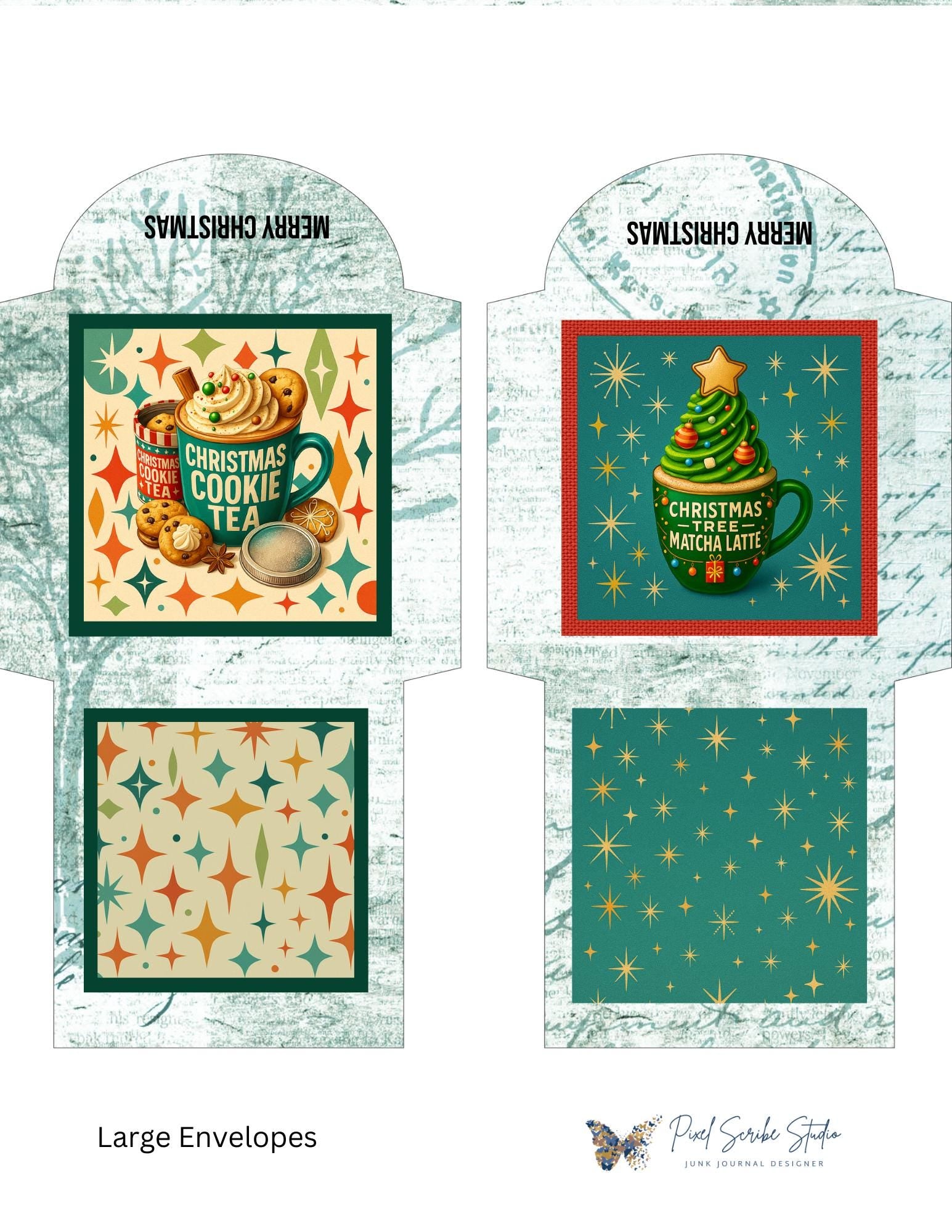 Vintage Christmas Tea Bag Envelopes – 15 Printable Tea Wraps + Gift Box | Holiday Ephemera for Journals & Happy Mail