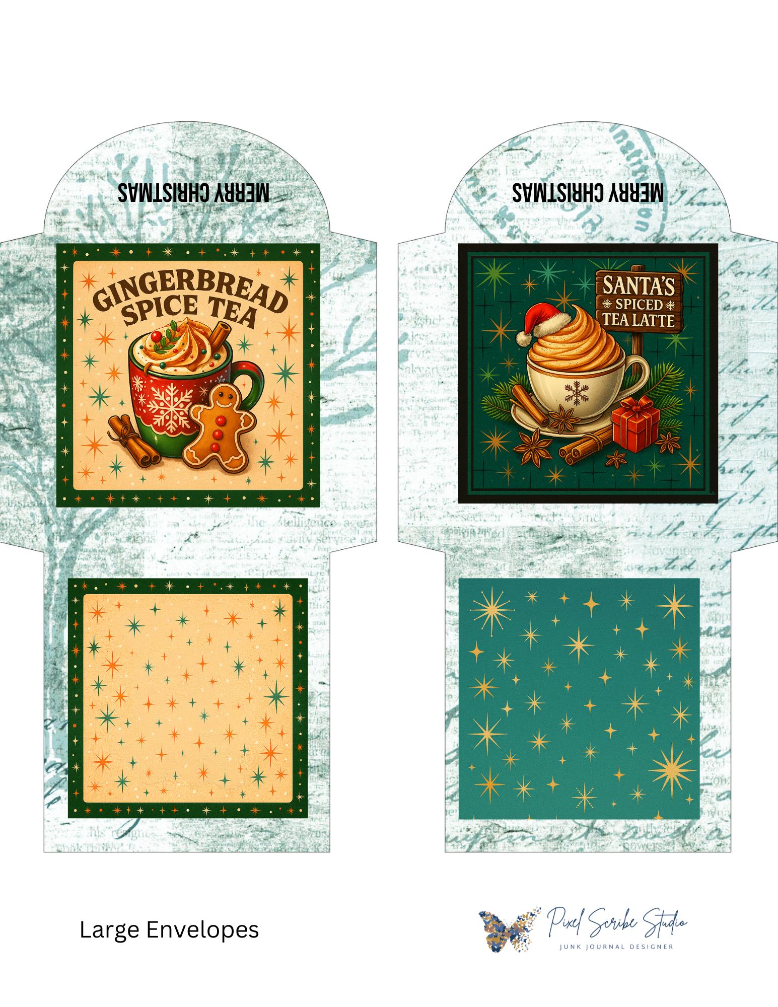 Vintage Christmas Tea Bag Envelopes – 15 Printable Tea Wraps + Gift Box | Holiday Ephemera for Journals & Happy Mail
