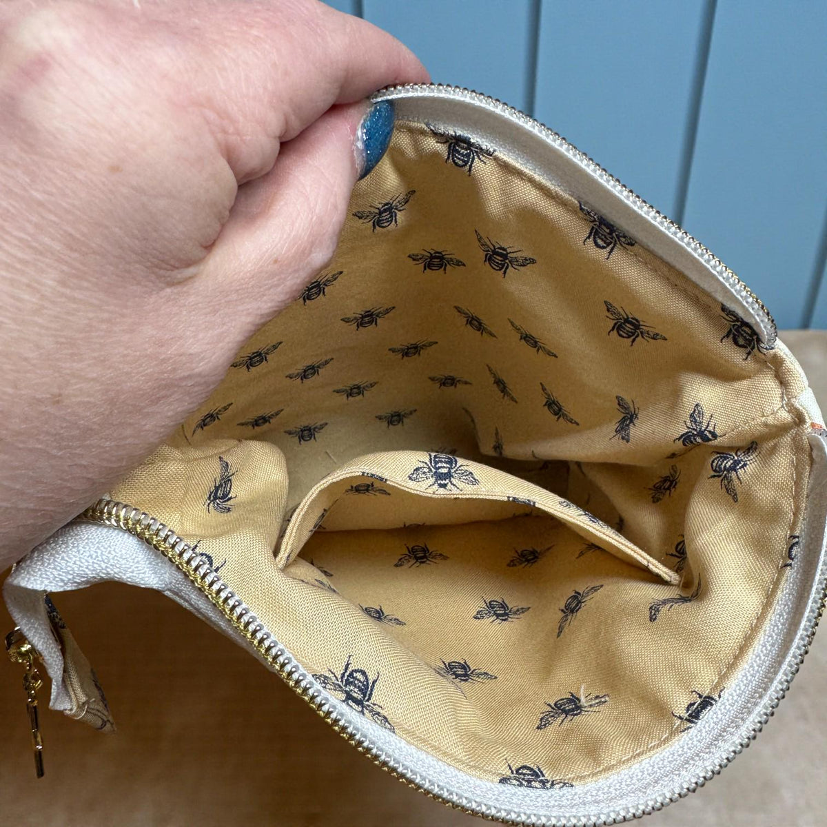 Honeycomb Hollow Quilted Project Pouch Medium | Bee Zipper Bag | Journal & Craft Supply Organizer | January Magic