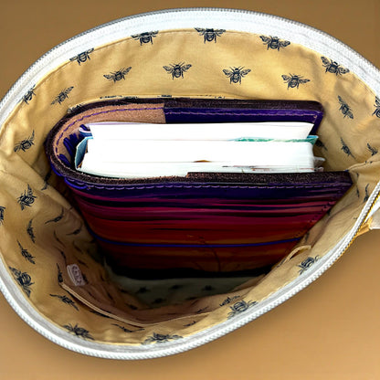 Honeycomb Hollow Quilted Project Bag | XL Bee Zipper Pouch | Journal Craft Bag | Story Zine Included