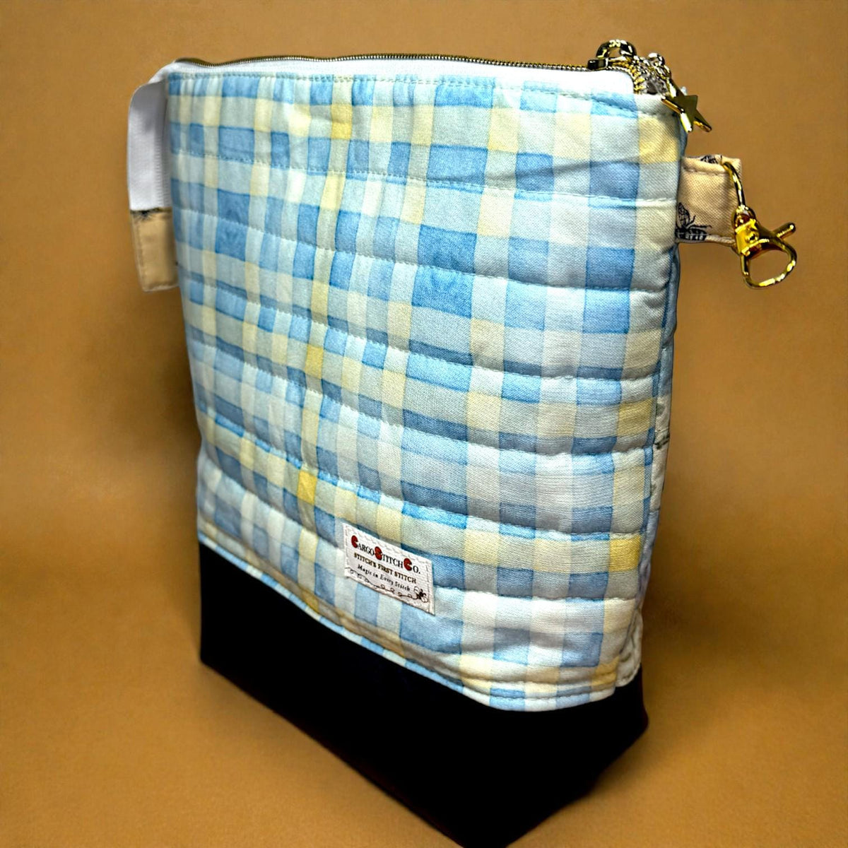 Honeycomb Hollow Quilted Project Bag | XL Bee Zipper Pouch | Journal Craft Bag | Story Zine Included
