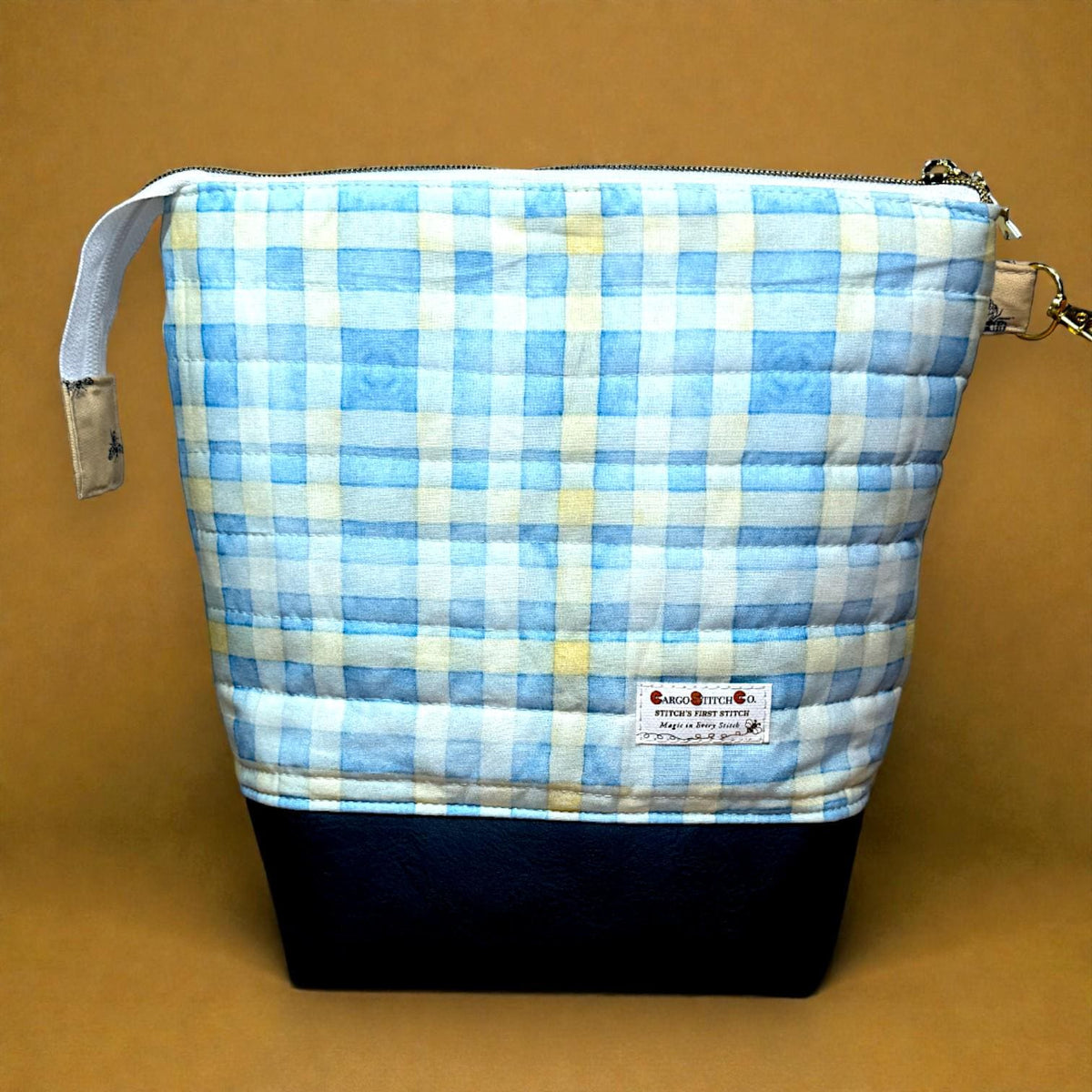 Honeycomb Hollow Quilted Project Bag | XL Bee Zipper Pouch | Journal Craft Bag | Story Zine Included