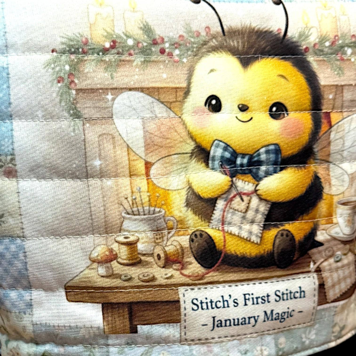 Honeycomb Hollow Quilted Project Bag | XL Bee Zipper Pouch | Journal Craft Bag | Story Zine Included