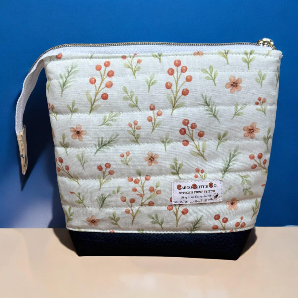Honeycomb Hollow January Magic Quilted Zipper Pouch, Bee Project Bag, Sewing & Craft Organizer, Handmade Limited Edition