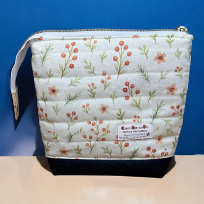 Honeycomb Hollow January Magic Quilted Zipper Pouch, Bee Project Bag, Sewing & Craft Organizer, Handmade Limited Edition