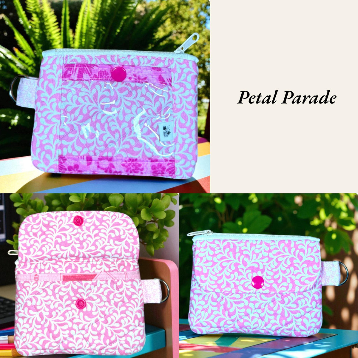 Quilted ID Wallet | Clear ID Card Holder | Zipper Coin Purse | Handmade Fabric Wallet | Everyday Magic